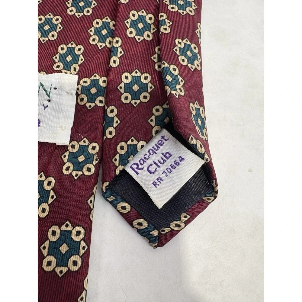 Vintage Wimbledon Collection By‎ Racquet Club Silk Tie Made in Italy Geometric
